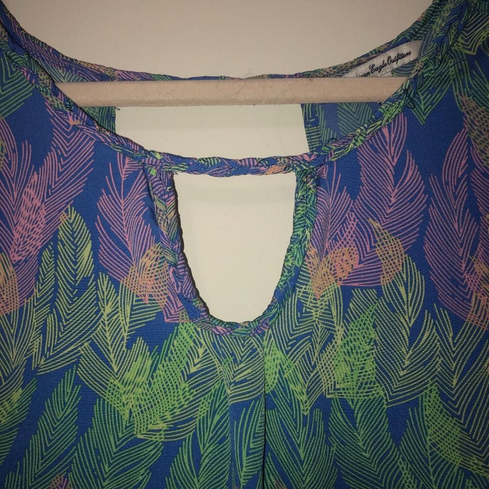 American Eagle Feather Blouse Open Back Medium - Picture 4 of 6